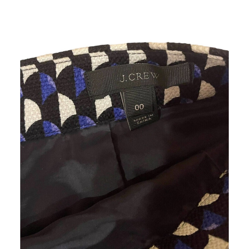Womens JCrew Blue Black Skirt Short Size 00 Pattern Business Preppy Classic Work - Picture 4 of 7